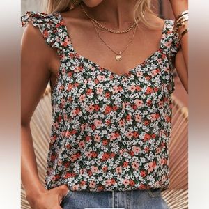 Flowy floral blouse with open back